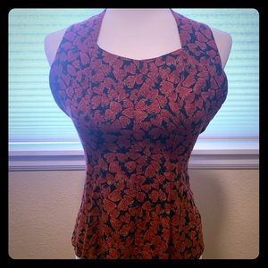 Vintage cross back strawberry print tank.